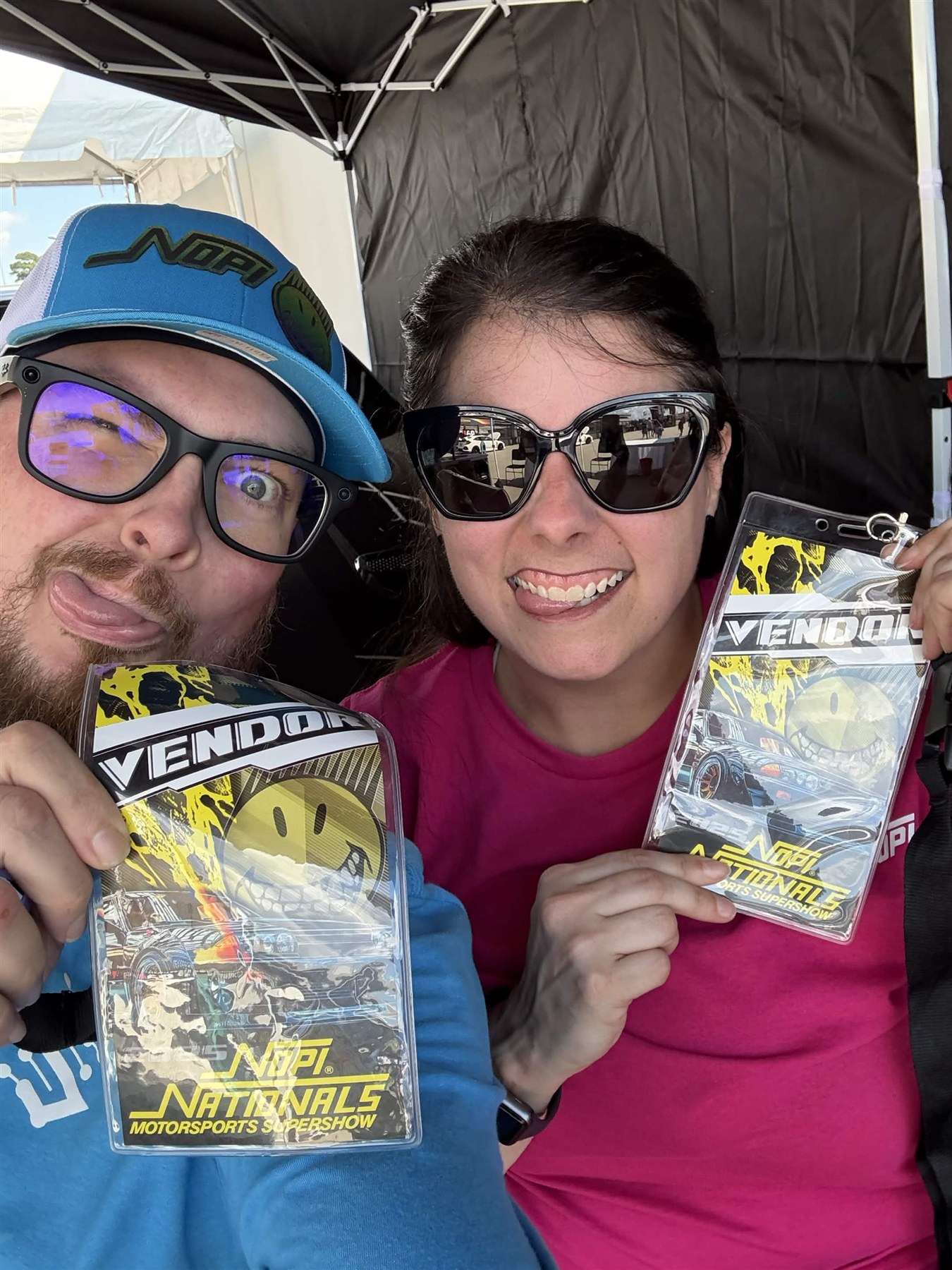 Josh and Samantha together at a motorsports event